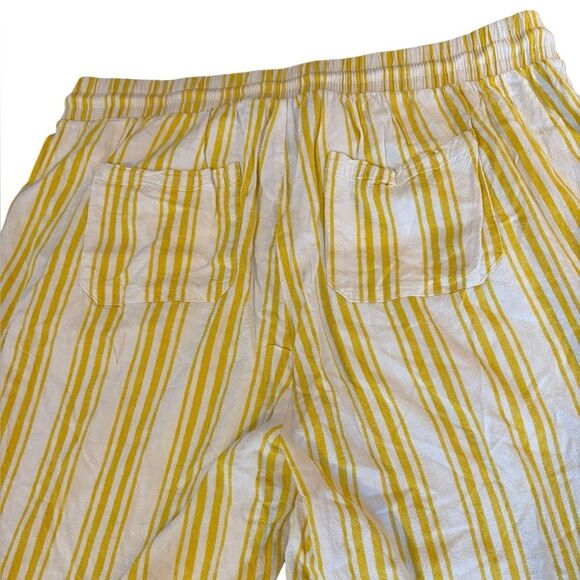 Torrid Linen Pants Pull On Wide Leg Stretch High Rise Women Size 2X Yellow White - Picture 7 of 13